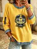 Women'S Football Printed Casual Long Sleeve Top