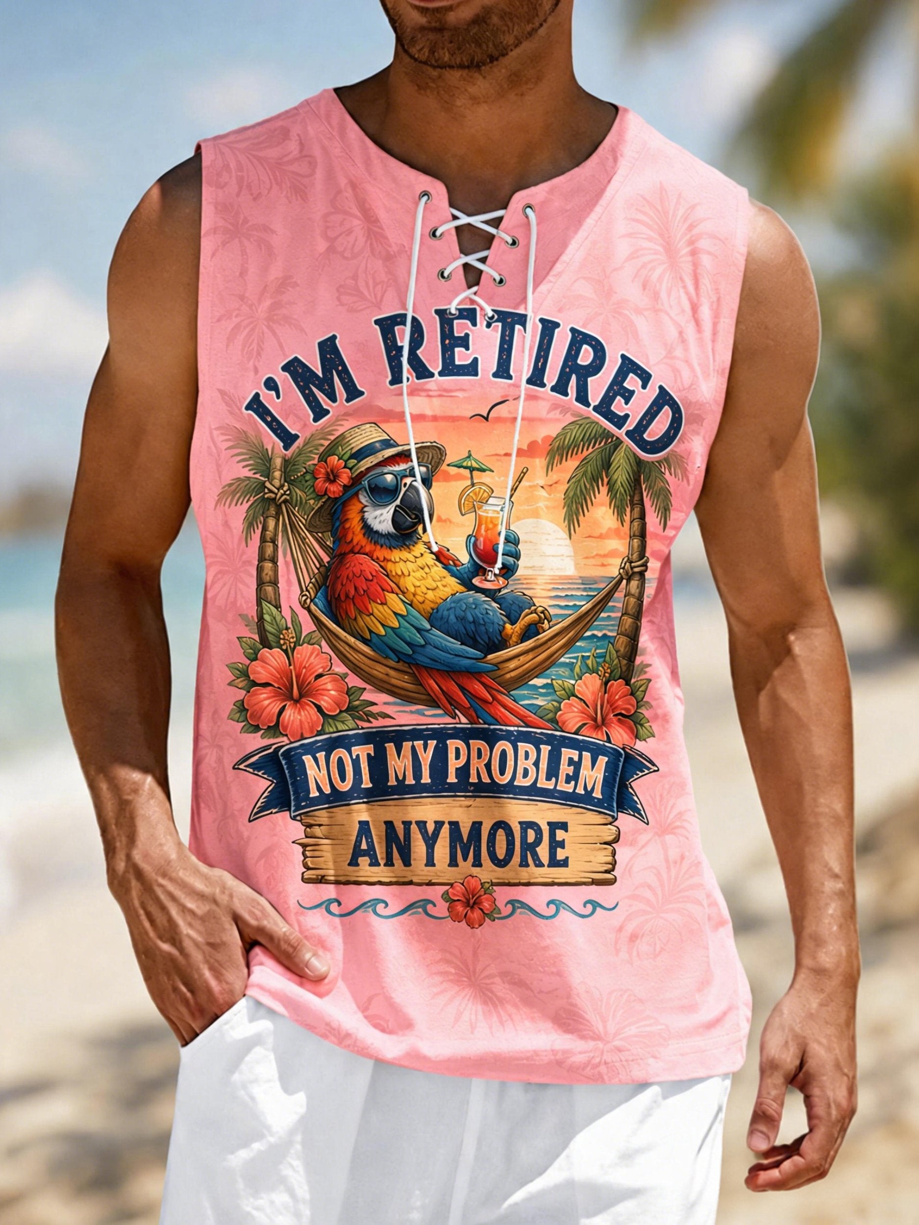 Retro I'm Retired Not My Problem Anymore Print Tops Tank