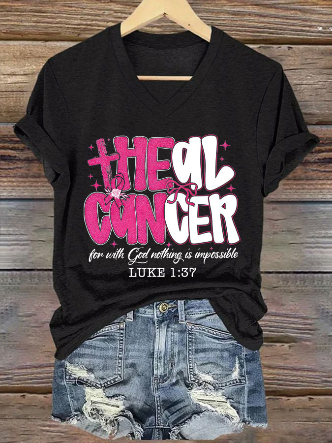 Women'S Casual Breast Cancer Short Sleeve T-Shirt