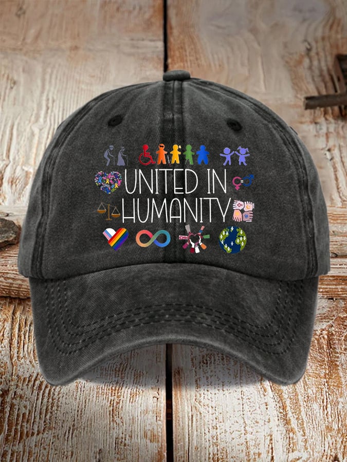 Retro United In Humanity Diversity, Inclusion, Disability, Neurodiversity, Equality, Advocacy Baseball Cap