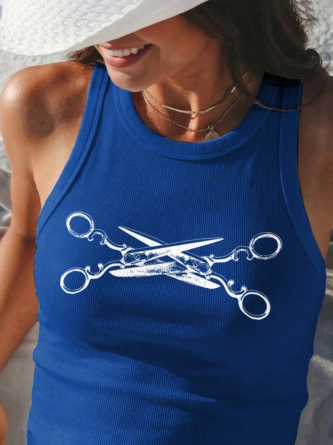 Retro Scissors Subtle Lesbian Print Tops Tank