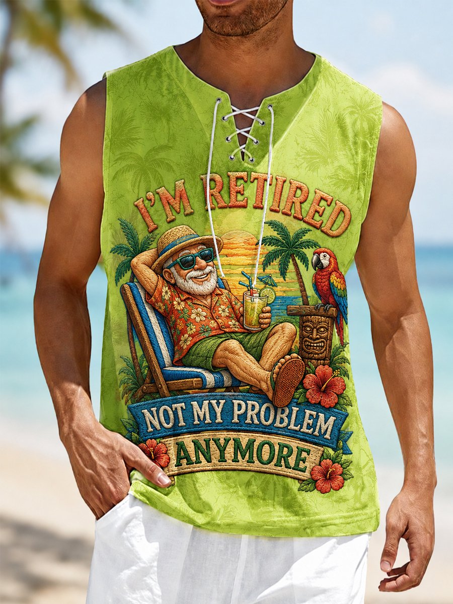 Retro Funny I'm Retired Not My Problem Anymore Print Tops Tank
