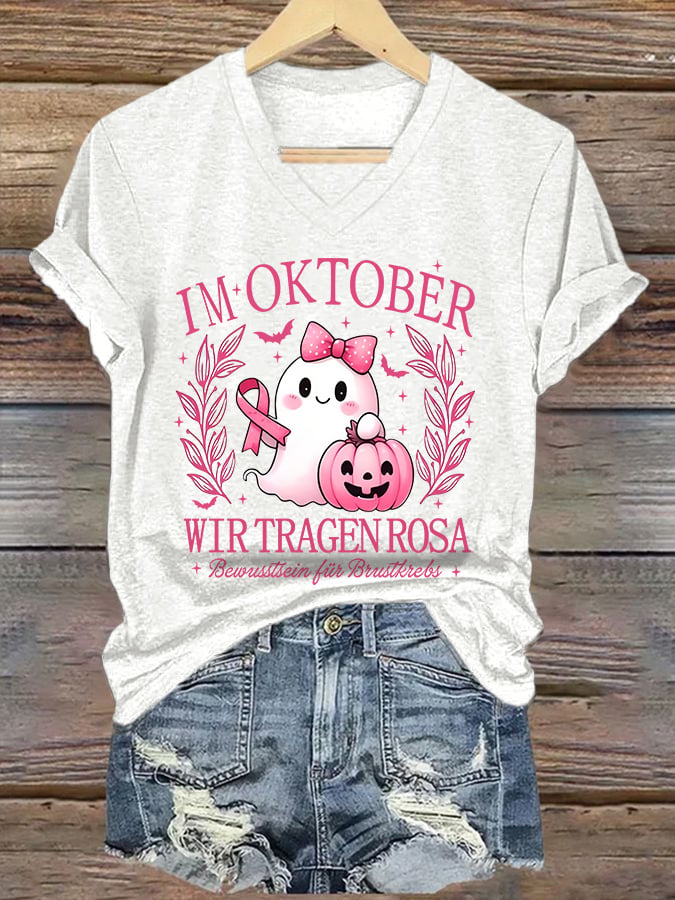 Women's In October We Wear Pink Print Casual T-Shirt