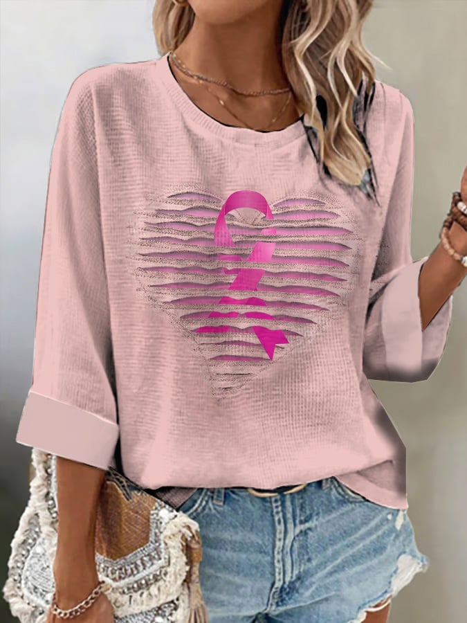 Women's Retro Breast Cancer Awareness Art Print Shirt