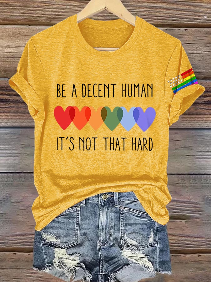 Retro Be A Decent Human It's Not That Hard Print T-Shirt