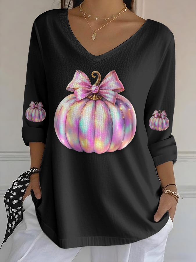 Women's Casual Pink Pumpkin Bubble Wrinkle Cotton And Linen Top