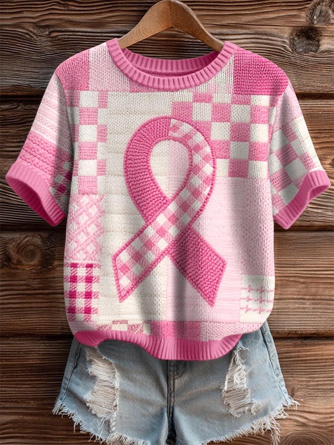 Women's Breast Cancer Awareness Knited Top