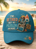 Unisex Retro Vacation I'm Retired Not My Problem Anymore Skeleton Print Hat