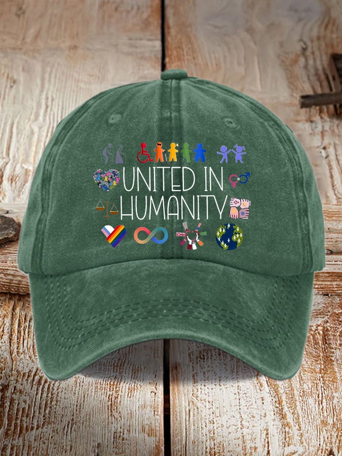 Retro United In Humanity Diversity, Inclusion, Disability, Neurodiversity, Equality, Advocacy Baseball Cap