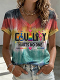 Women's Equality Hurts No One Print V Neck T-shirt