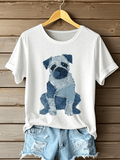 Women's Retro Funny  Animal Dog Print T-Shirt