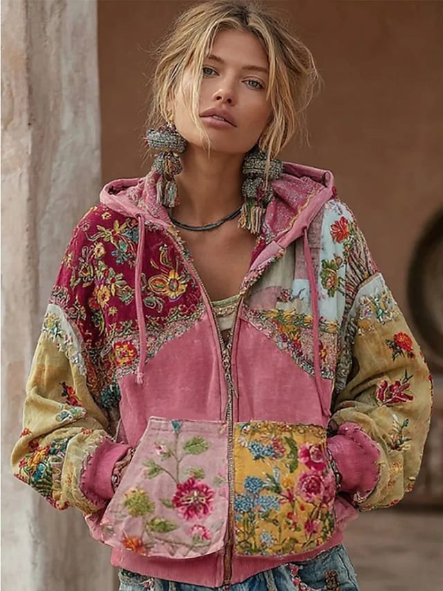 Women's Floral Print Casual Hoodie