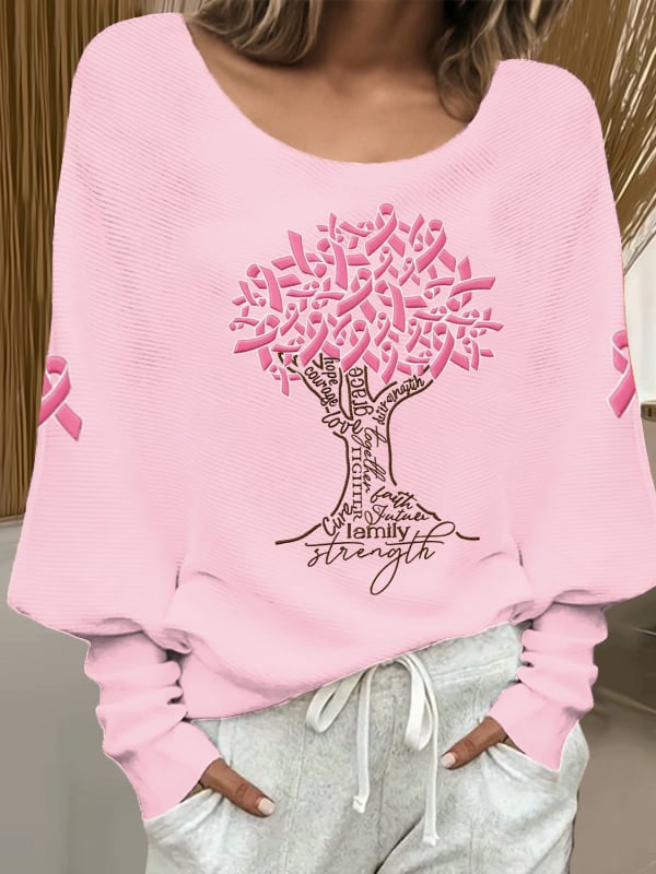 Women's Alphabet Tree Print Long Sleeve Top