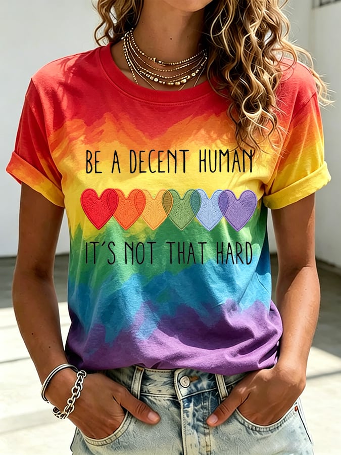 Women's Be A Decent Human It's Not That Hard Print Casual T-shirt