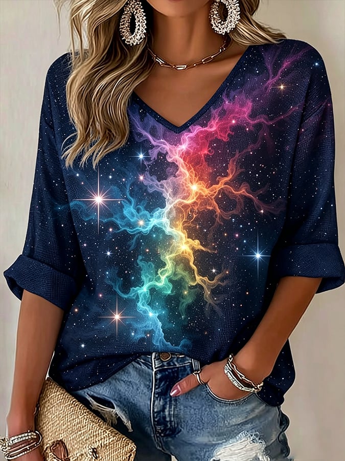 Women's LGBT Print  Casual V-Neck T-Shirt