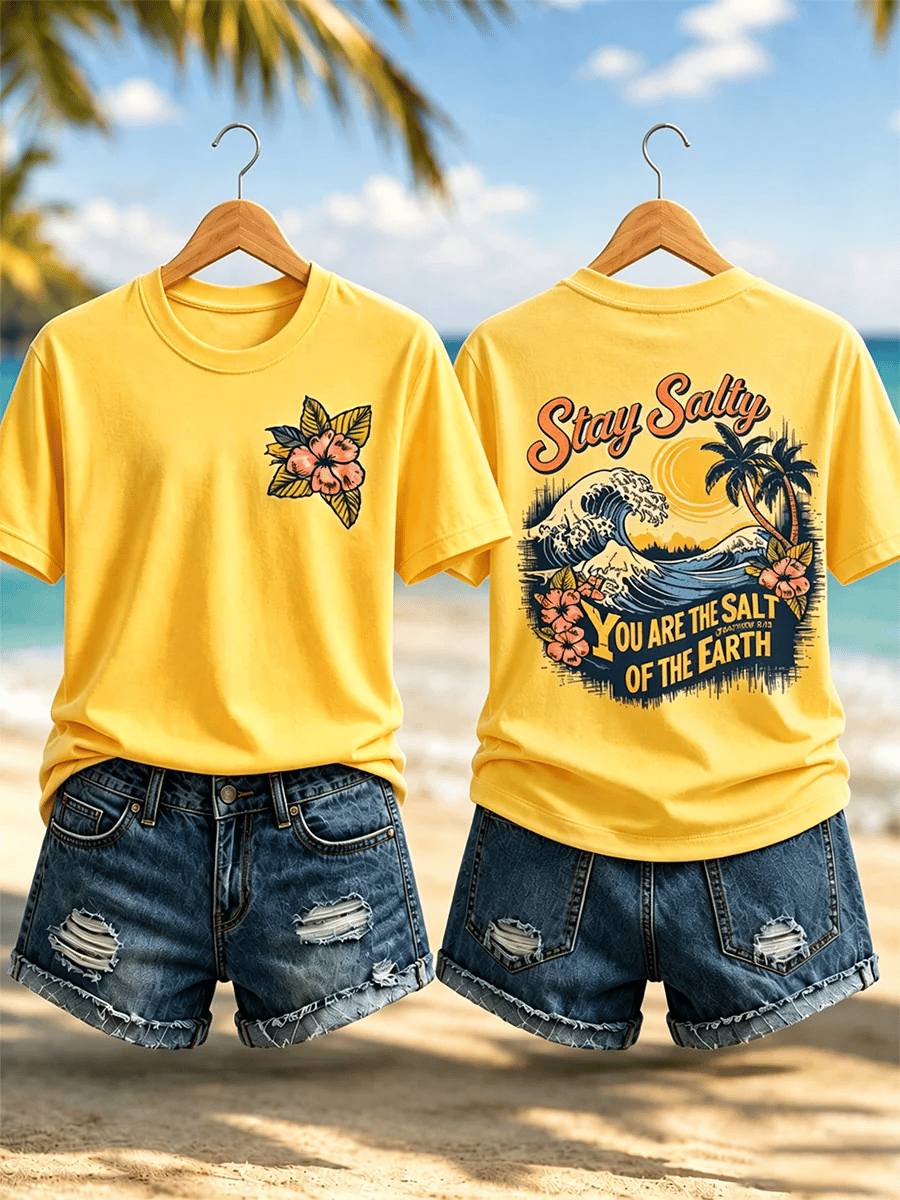 Women's Stay Salty You Are The Salt Of The Earth Print Casual Tee