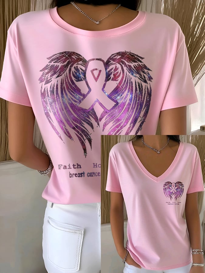 Women's casual pink wings T-shirt
