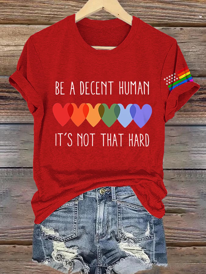 Retro Be A Decent Human It's Not That Hard Print T-Shirt