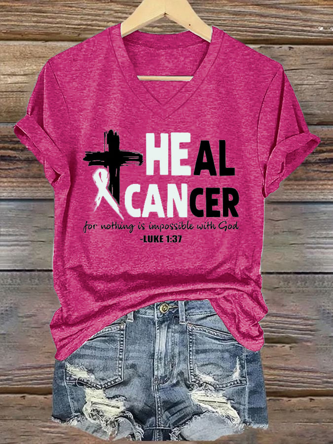 Women'S Heal Cancer For With God Nothing Is Impossible Breast Cancer T-Shirt
