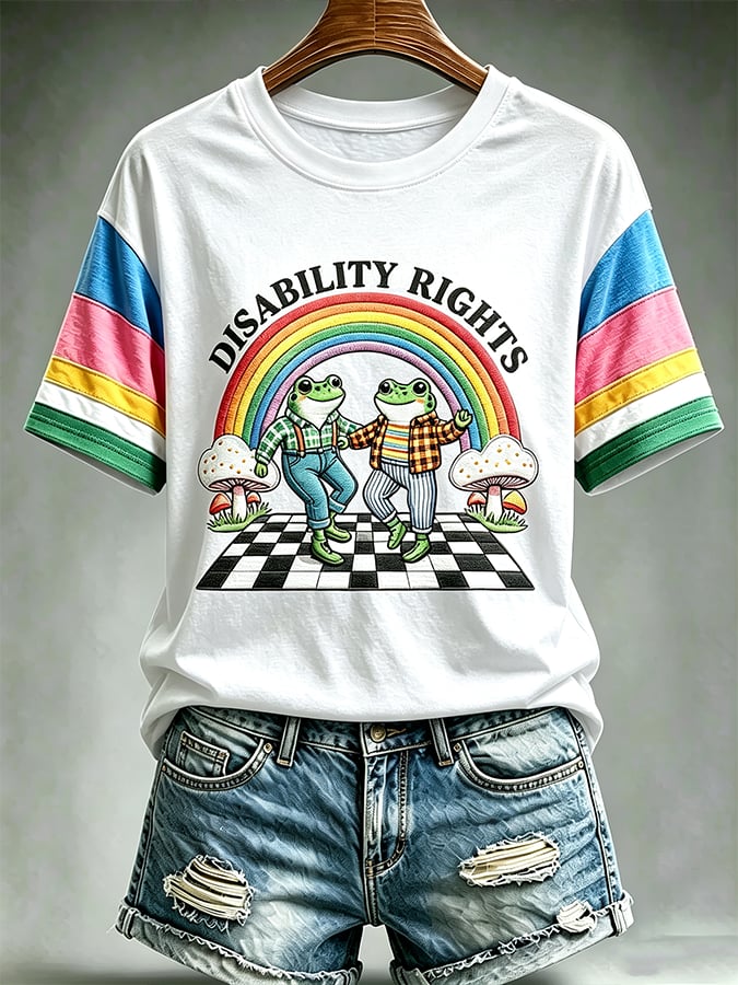Women's Casual Disability Rights are Human Rights Print Short-Sleeve T-Shirt