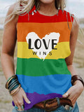 Women's Pride Month Rainbow Heart Print Tank Top