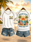 Women's Ocean Mother "I Hear You Calling" Printed Casual T-Shirt
