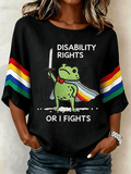 "I Will Fight Until"Comfortable Round Neck Cotton And Linen Shirt