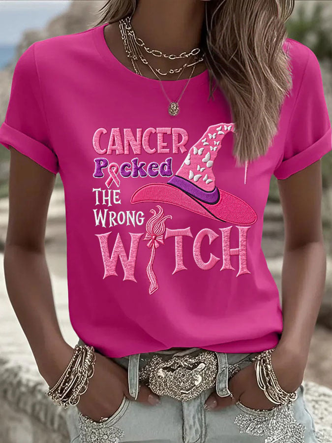 Women's Casual Pink Witch T-Shirt