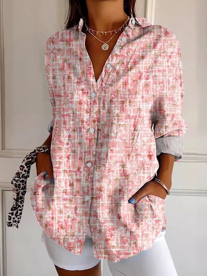 Women's Pink Textured Print Top
