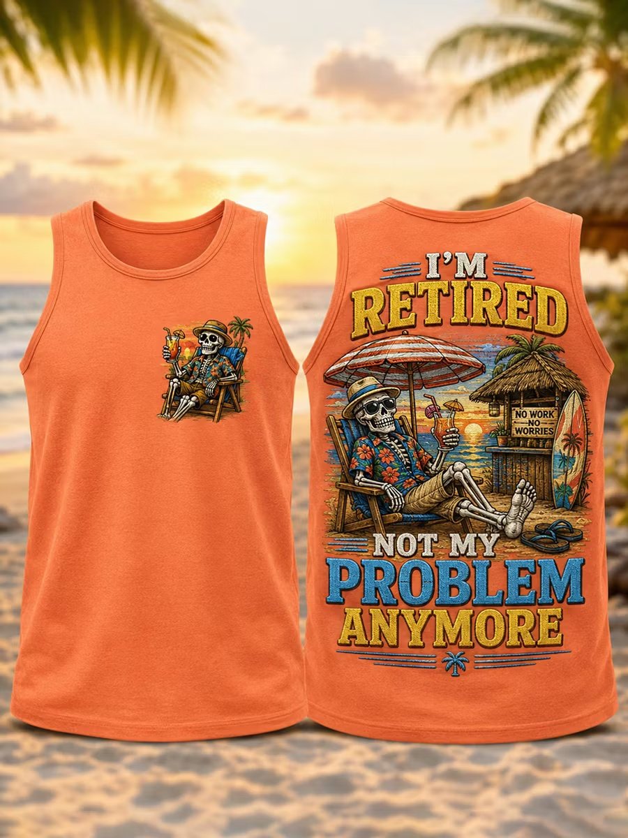 Men's Vintage Beach Vacation Printed Tank Top