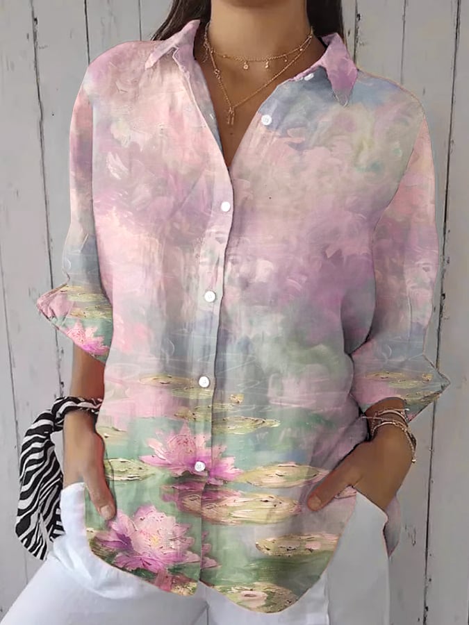 Women's Breast Cancer Awareness Pink Painting Graphic Print Comfort Shirt