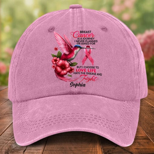 Women's Breast Cancer Awareness Hummingbird Print Hat