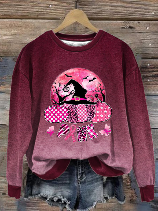 Women'S Halloween We Wear Pink Pattern Pattern Print Sweatshirt
