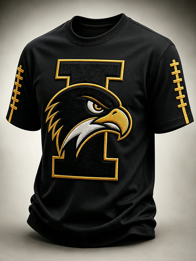 Men'S Rugby Printed Round Neck T-Shirt