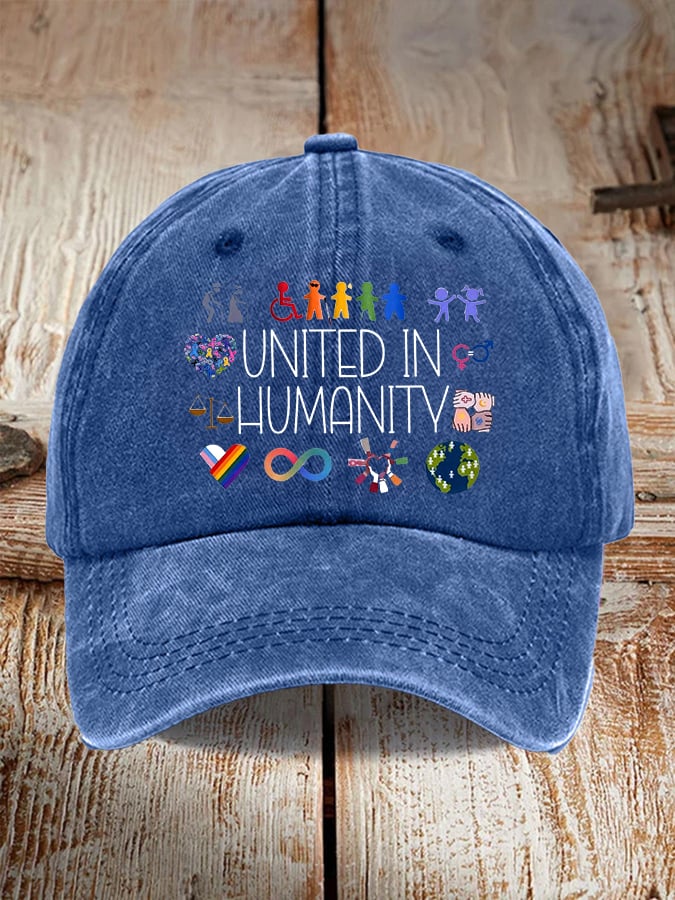 Retro United In Humanity Diversity, Inclusion, Disability, Neurodiversity, Equality, Advocacy Baseball Cap