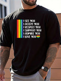 Rainbow Pride Month Gay Copywriting Printed Round Neck Casual T-shirt