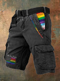 Men's Retro Gay Pride Print  Cargo Shorts