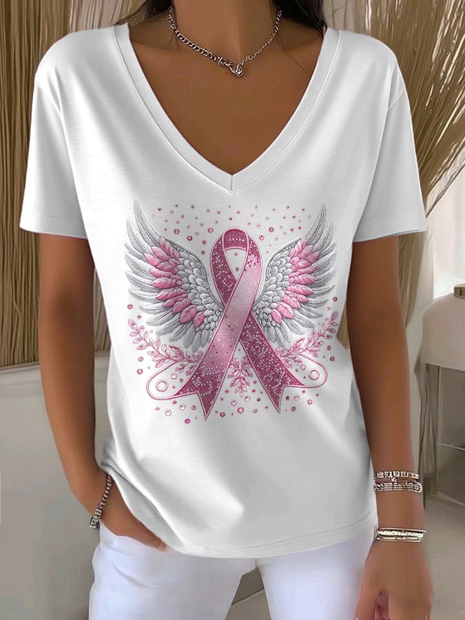 Women's Casual Pink Wings T-Shirt